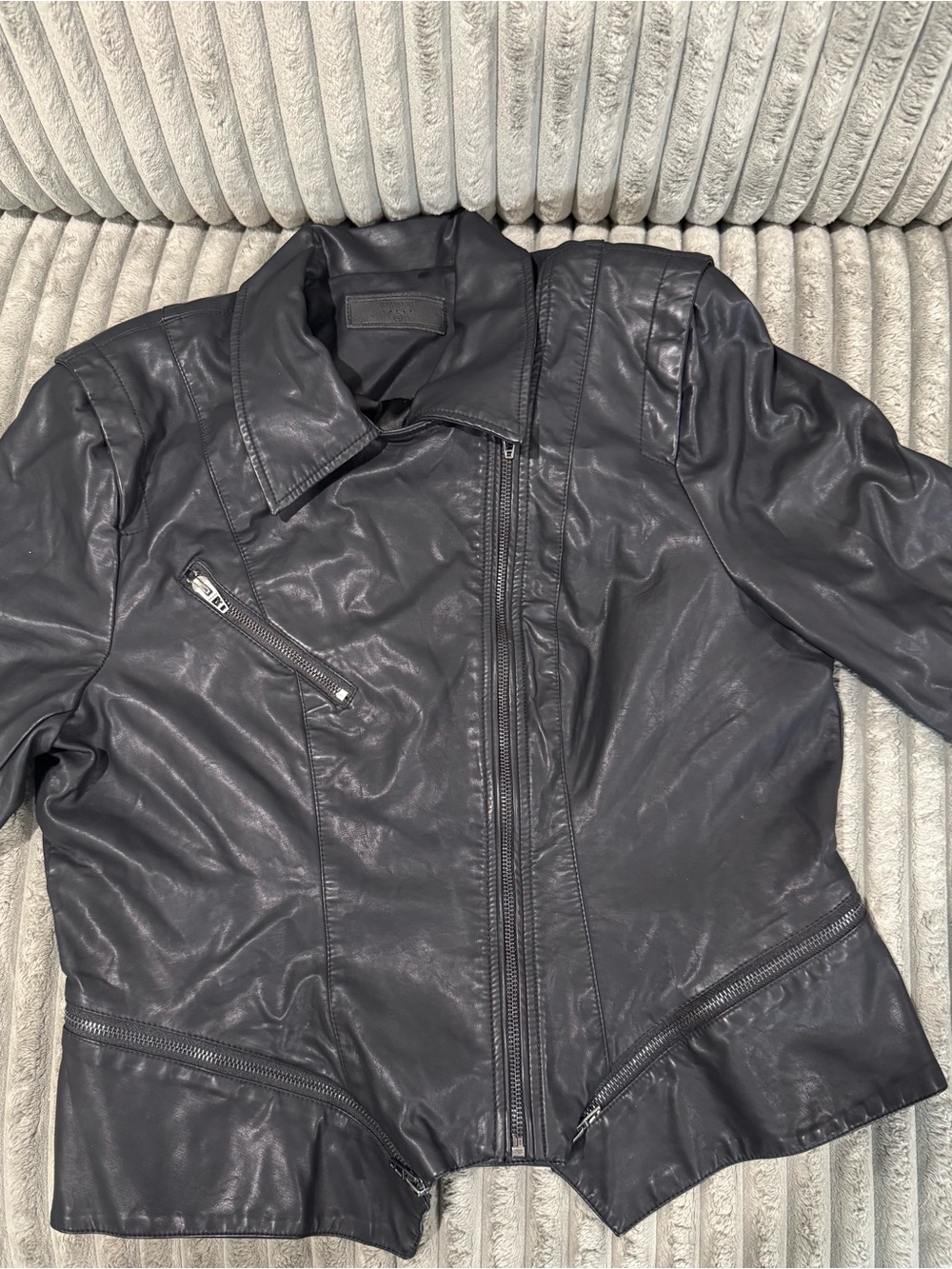 Blank NYC Black Asymmetrical Faux Leather Jacket Vintage y2k